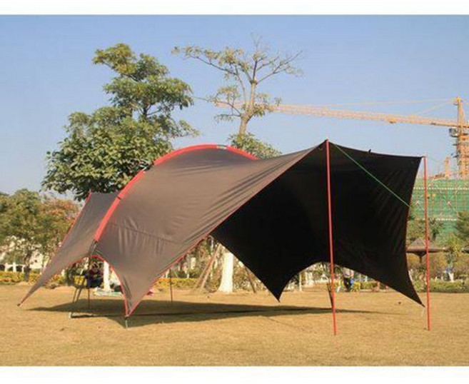 웅즈 하비타프 블랙 초대형 그늘막 타프쉘 방수 텐트, 올리브그린 실버 코팅 유리 브라운