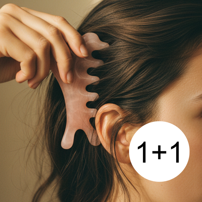 1+1 괄사 두피 얼굴 바디 경락 마사지기, 레진 헤어브러시, 2개