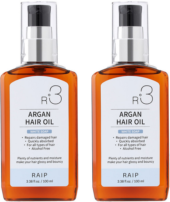 라입 R3 아르간 헤어 오일 화이트솝, 100ml, 2개