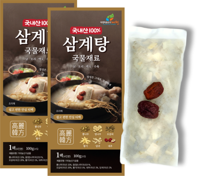 국산 고려 삼계탕재료 한방 백숙재료 100g 티백 닭 오리 약재, 2개