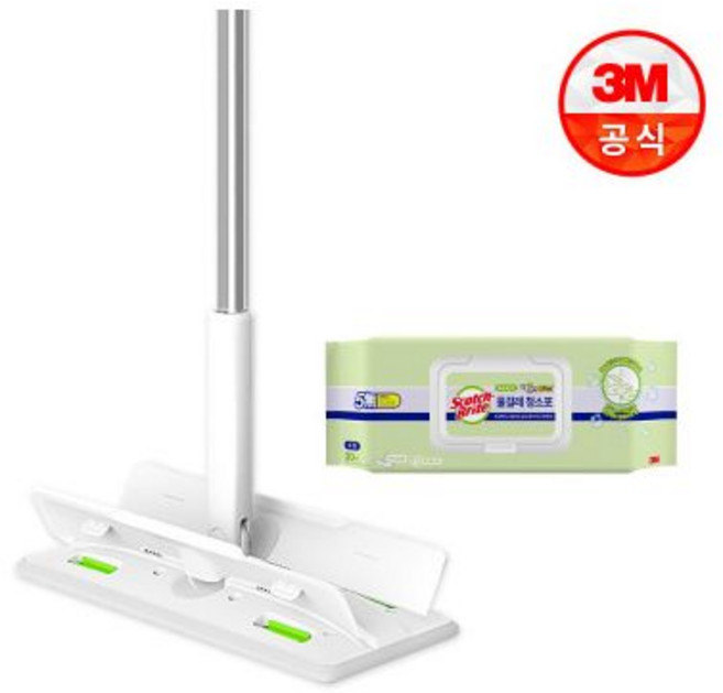 대형 올터치 더블액션 막대걸레+물걸레 청소포 30매