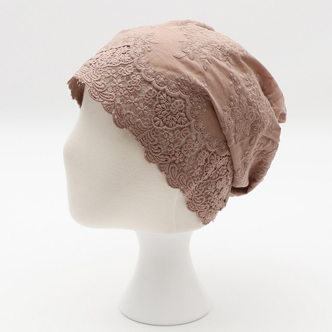 에스랑제이 차밍레이스 여성 코튼 면 레이스 두건 비니