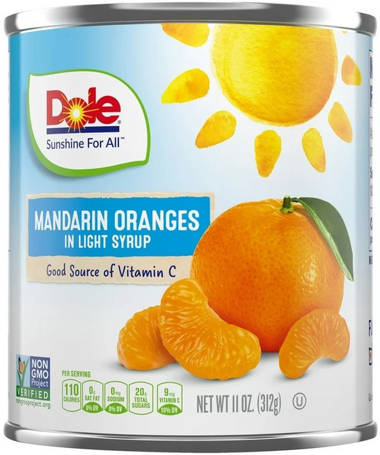 Dole 만다린 오렌지 통조림 인 라이트 시럽, 312g, 1개