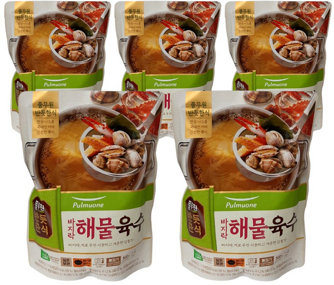 반듯한식 풀무원 바지락 해물육수, 5개, 500g
