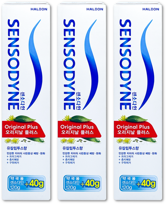 GSK 센소다인 오리지날 플러스 유칼립투스향 160g X 3개 시린이치약