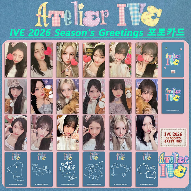 아이브 포카 MD IVE 2026 SEASON'S GREETINGS 탁상용 달력 포토카드 ATELIER IVE JL-1688-101204-0878947, 6장, 1고카