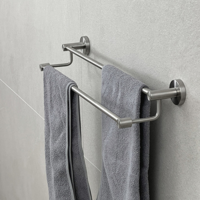 에브리윅 무타공 무광 304 스텐 2단 수건 걸이, 실버, 3개