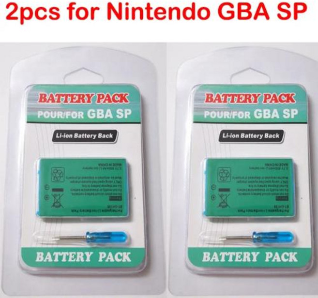 1-20개 충전식 리튬 이온 배터리 팩 GBA SP 3.7V 850mAh 닌텐도 GBA SP 게임보이 어드밴스 SP 교체 배터리, 2)2pcs