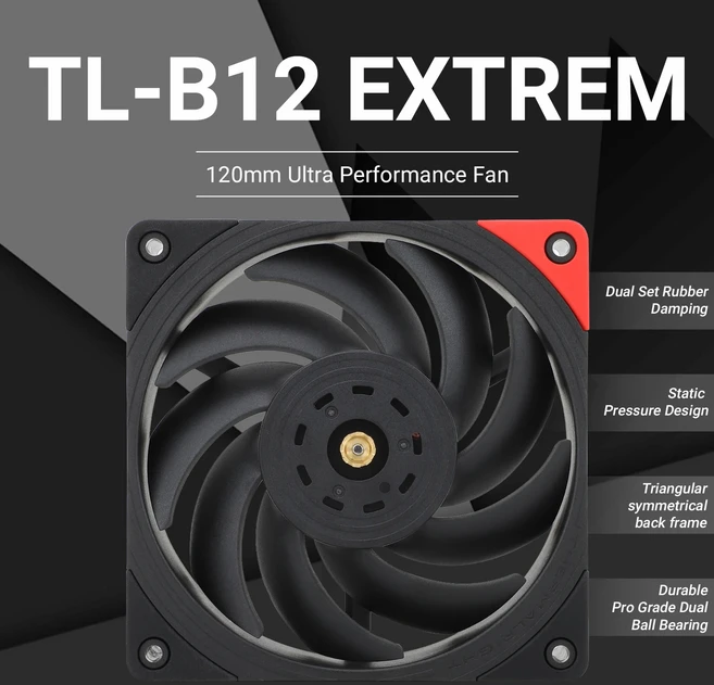 써멀라이트 120mm 케이스 팬 TL-B12 EXTREM LCP/B12/B12W/B12 CPU 쿨링 정적 압력 최적화 초박형, 01 기타, 01 없음 RGB, 02 TL-B12 EXTREM