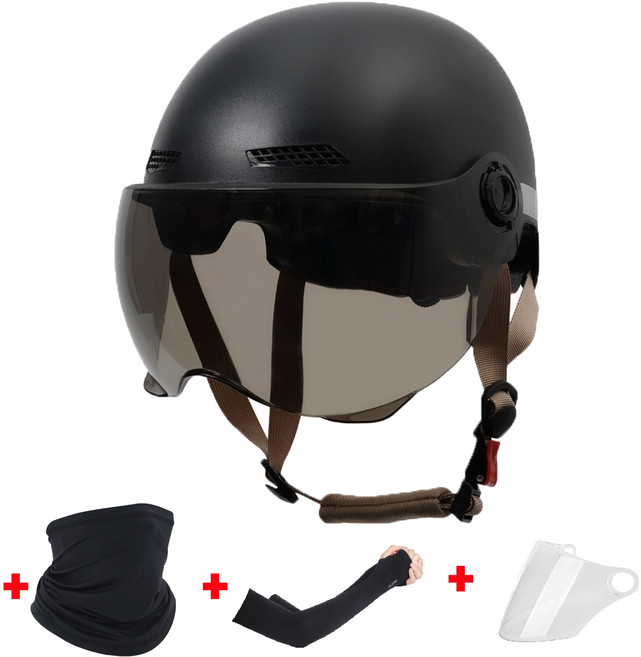 충격흡수 자외선차단 안전 헬멧 남성용 여성용 안전용 하프 헬멧 오픈페이스헬멧 자외선 차단 안전 헬멧, 블랙