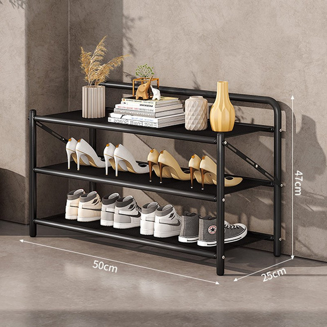 FOOI 신기술 조립불필요 원터치 철제 접이식 신발장 정리대 국내배송, 블랙