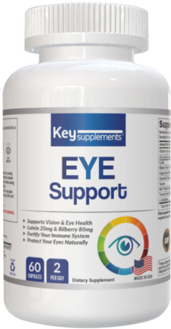 미국 직배송 키서플리먼트 고함량 Eye 아이 서포트 - 루테인 빌베리 퀘르세틴 등 10가지 성분 60정, 1개