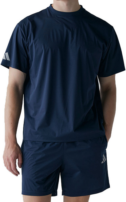 아디다스 반팔티 반바지 다이어트 땀복 반팔 트레이닝 세트 ADISS23 네이비 남여공용 운동복