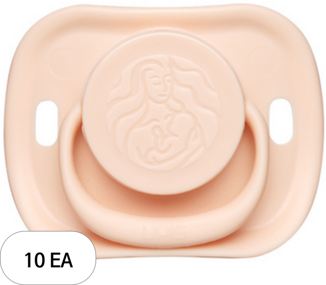 유피스 애착 쪽쪽이 노리개젖꼭지, 1단계(신생아부터), 핑크베이지, 10개