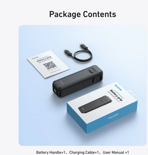 텔레신 5000mAh 배터리 핸들 DJI 오즈모 포켓 4 3 카메라 핸드 그립 홀더 삼각대 무선 충전, 01 Battery Handle