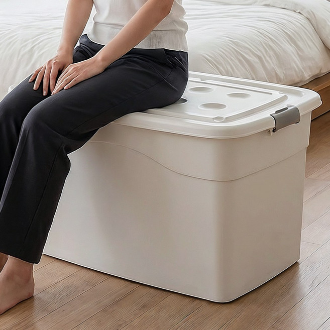 CKLIVING 특대형 플라스틱 리빙박스 대용량 수납정리함, 그레이, 1개