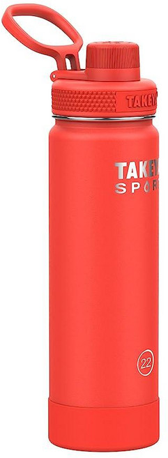 Takeya 뚜껑이 있는 스포츠 물병 - 트리플 스테인리스 스틸 단열 병 식기세척기 사용 가능 및 BPA 프리 얼음 차단 뚜껑 탈착식 범퍼가 946.4ml(32온스) 핑크 스, 22 Ounces, Pro Fire