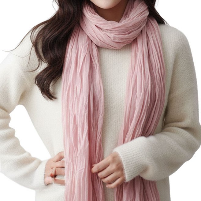 메리앤유 솔리드 링클 주름 롱 스카프 데일리 머플러