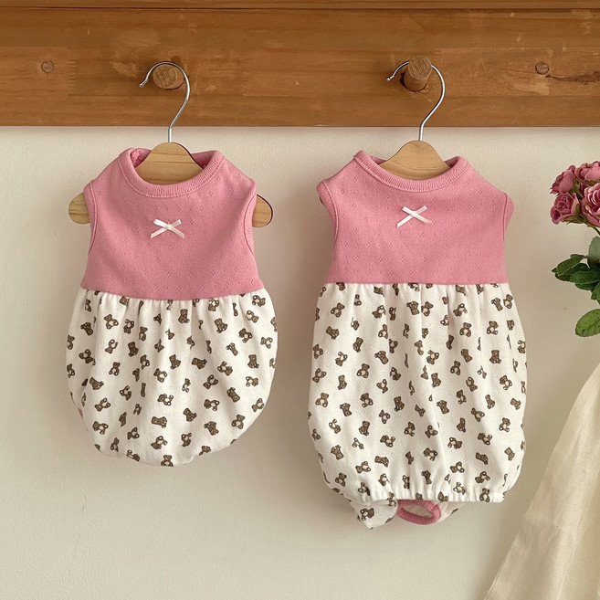 강아지옷 테디베어 호박 원피스 올인원, 1개, 핑크(원피스)