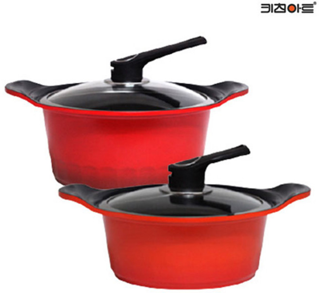 키친아트 S100G 세라믹코팅 주물 냄비세트 2종D(양수20+24), 단품, 1개