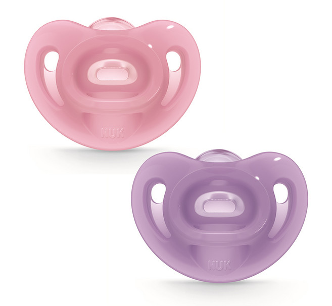 누크 센서티브 올실리콘 쪽쪽이 2개입, 1세트, 핑크+퍼플, S2 (6~18개월)