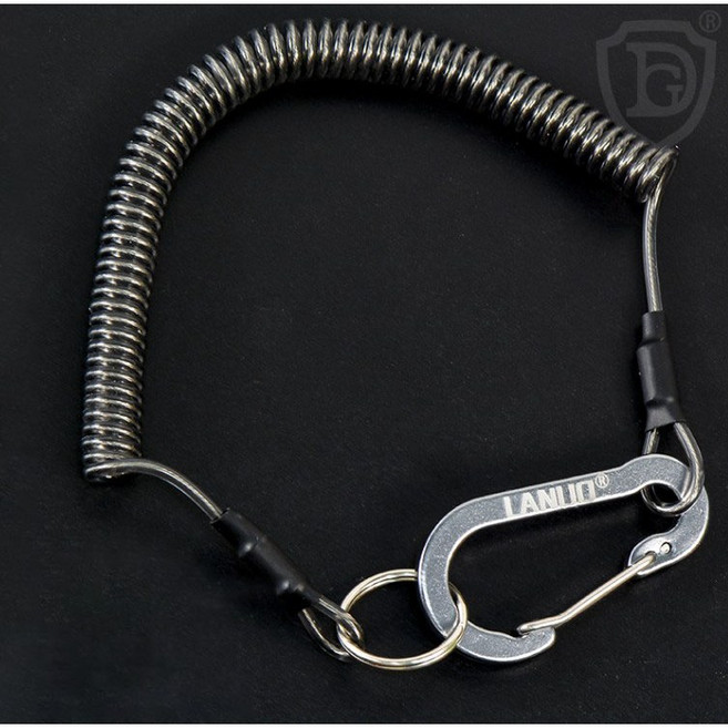 낚시 등산 분실 방지 스프링&카라비너 1m 1.5m 2m, 1개, 블랙