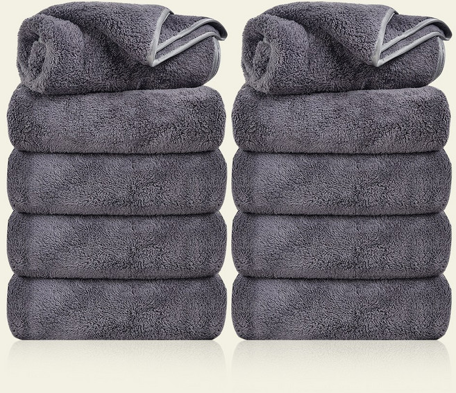 PPEAT 영국 황실호텔 수건 60수 코마사 타월 집들이 선물 세면 타월 집들이 여행용 세면도구 수건 10장 고급 타올, 10개, 그레이