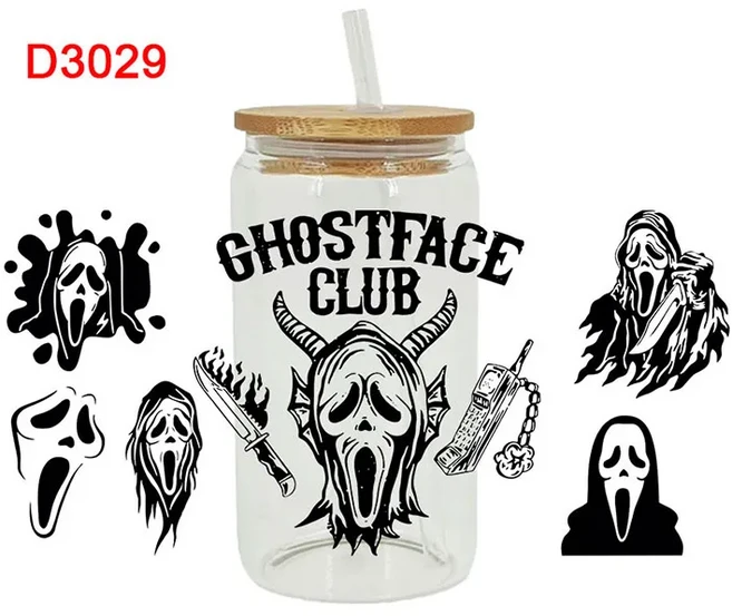 할로윈 테마 UV DTF 리비 컵 랩 강력한 스티커 전송 D2980 16oz, 01 16oz, 05 D3029