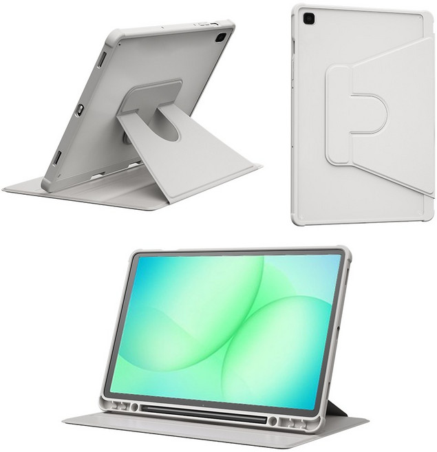 Mededo 삼성 태블릿 전 기종 360도 회전 아크릴 가죽 케이스, 1개, 회색 회전식