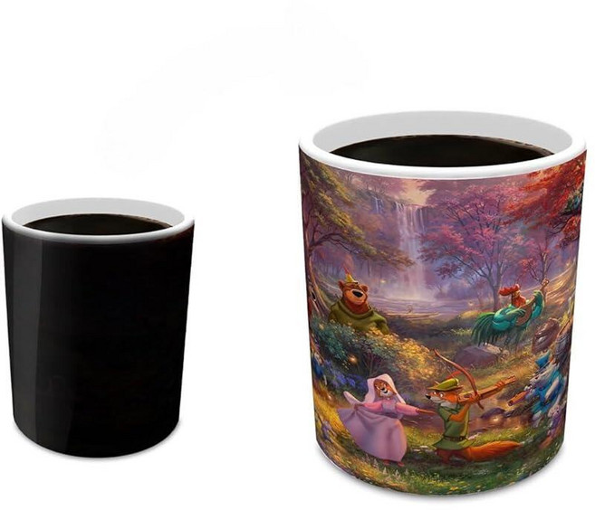 Morphing Mugs 디즈니 – 로빈 후드 – 토마스 킨케이드 스튜디오 - 325ml(11온스) 색상 변경 세라믹 머그 1개 - 뜨거운 액체가 추가되면 이미지가 드러납니다!, Morphing Mugs 디즈니 – 로빈 후드 – 토마