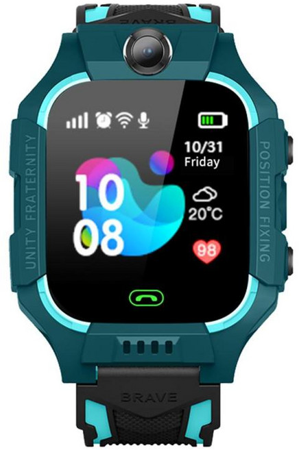 YSSHOP 키즈 스마트 시계 지능형 전화 시계 소년 소녀 스마트 시계 위치 통화, 플라스틱 실리콘, 녹색