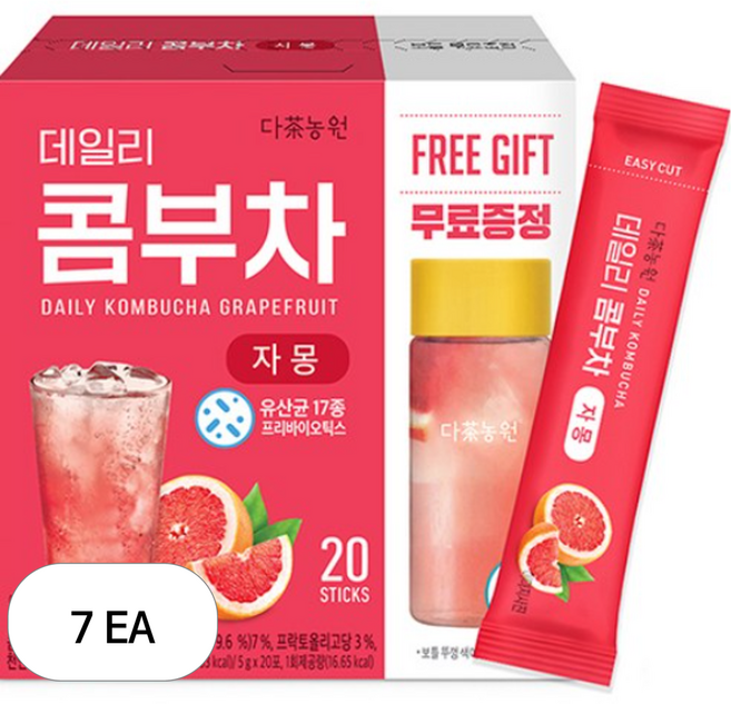 다농원 데일리 콤부차 자몽, 7개, 20개입, 5g