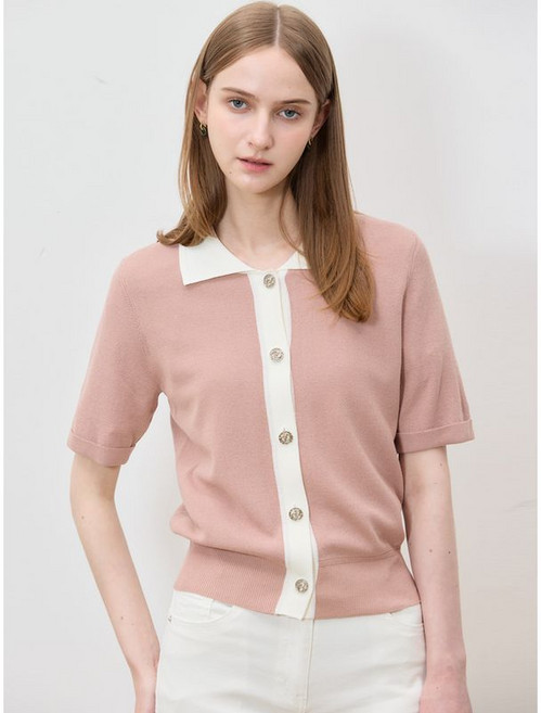 쉬즈미스 엣지포인트 배색 니트 가디건 택가격 178000원