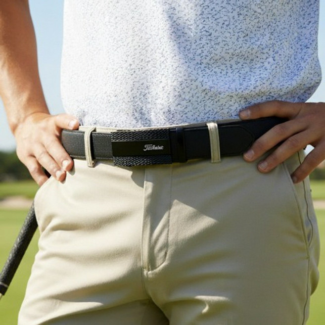 타이틀리스트 남성 자동 골프 벨트 허리띠 선물, 블랙, 1개