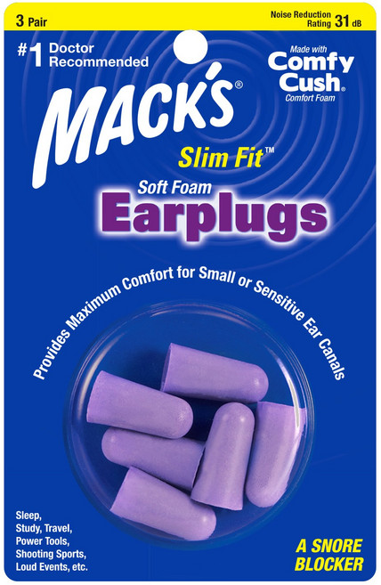 Macks 소프트 폼 슬림핏 소음방지 이어플러그, 1개, 3쌍
