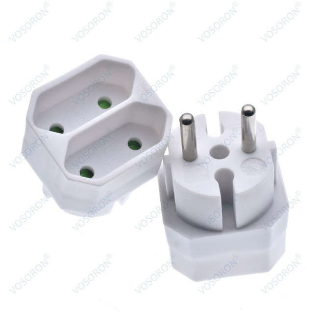 유럽 변환 플러그 EU 소켓 전원 분배 어댑터 흰색 6A 250V 2 핀 4.8mm 턴 4.0mm, 1개