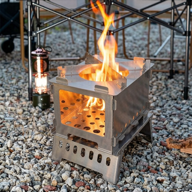 Surkat 아웃도어 접이식 화로대 캠핑 불멍화로대 바베큐 그릴 + 가방, 1세트