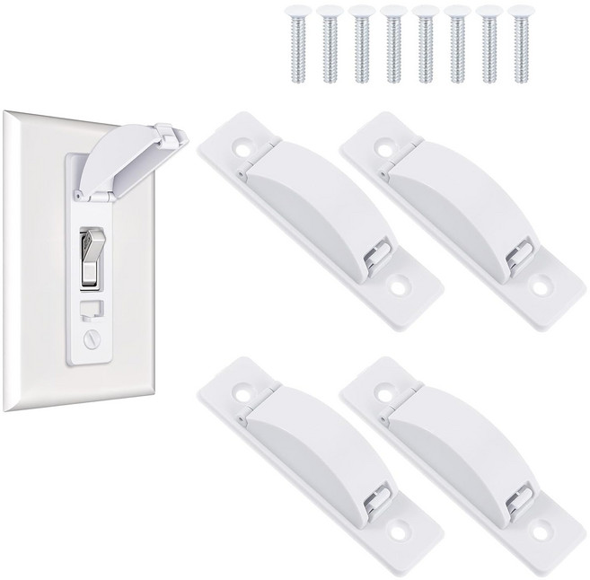 4Pcs 벽 스위치 가드 토글 라이트 스위치를 위한 프로프루프 커버 가드가 실수로 조명이나 회로가 켜지거나 꺼지지 않도록 보호합니다. 켜거나 끄는 위치로 유지하세요