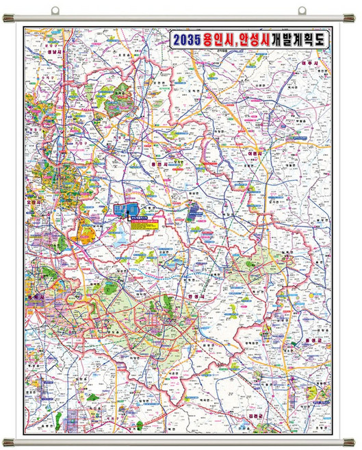 용인시 안성기 개발계획도 용인 안성 경기도 부동산 전도 (족자 중형 112x150), 고급천