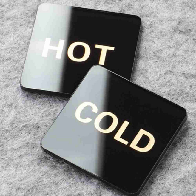 아크릴 온수 냉수 표시 스티커 세트 부착형마크, 레드블루원형