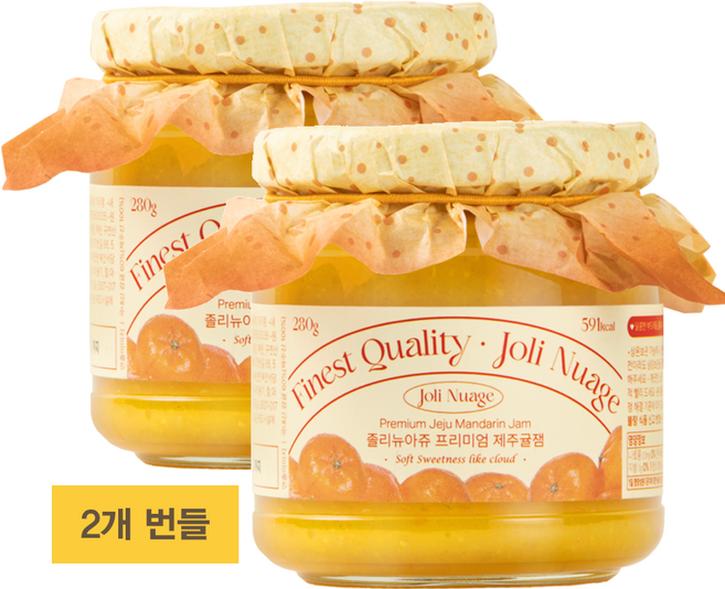 졸리뉴아쥬 프리미엄 국내산 제주귤잼, 280g, 2개