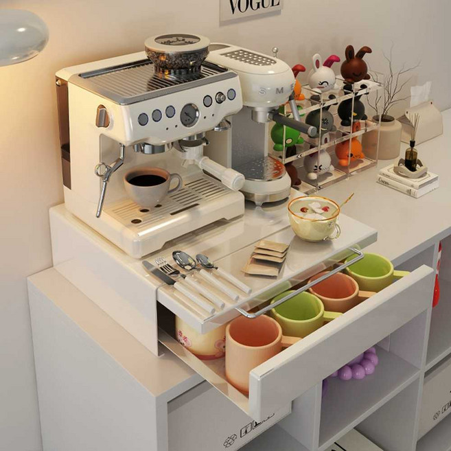 슬라이드 수납함 슬라이딩 수납선반 그릇 정리 주방 정리함, 서랍형 커피 캡슐 수납 선반-블랙, 1개