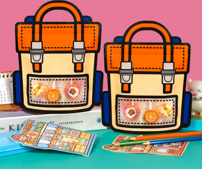 인생친구 구디백 간식 포장 어린이집 할로윈 답례품 봉투 손잡이 지퍼백, 30개, 선샤인오렌지