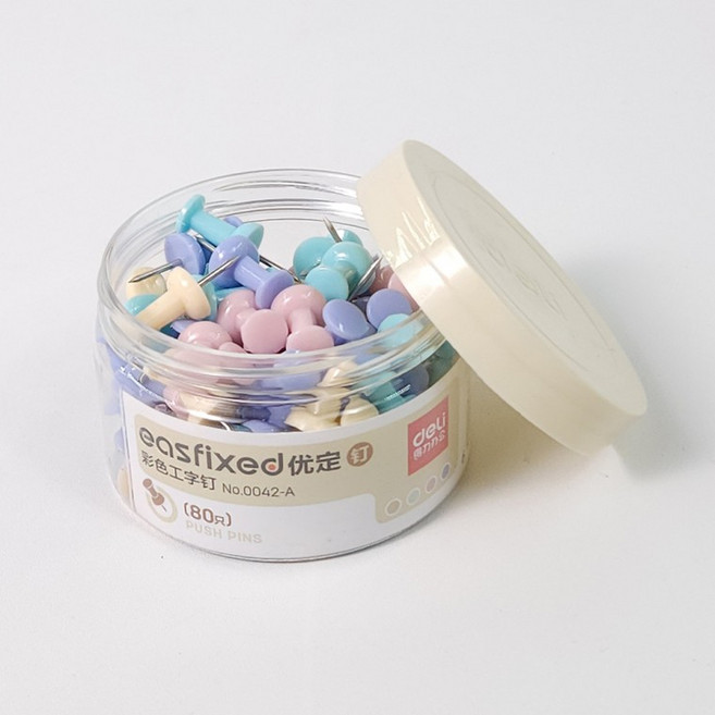 델리 파스텔 컬러 압정 80개입 사무실 메모지 고정핀, 1개, 상세페이지 참조