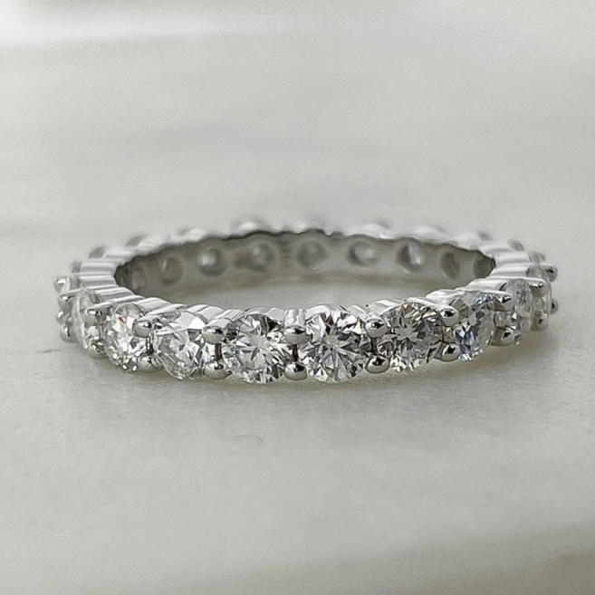 모이사나이트 실버 925 테니스 반지 GRA보증서 3mm 이터니티링 18k 랩 다이아몬드 2부 가드링 웨딩밴드 테니스링