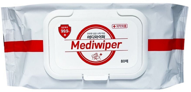 메디와이퍼 살균 손소독 물티슈 80매4re3+5djx, 1