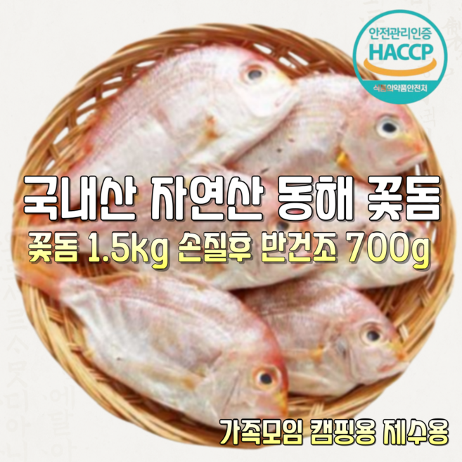 [산지직송] 국내산 자연산 속초 주문진 동해안 꽃돔 1500g 손질후 반건조 700g 3~6미, 1박스, 동해안 꽃돔 1.5kg 손질후 반건조 700g 3~6미