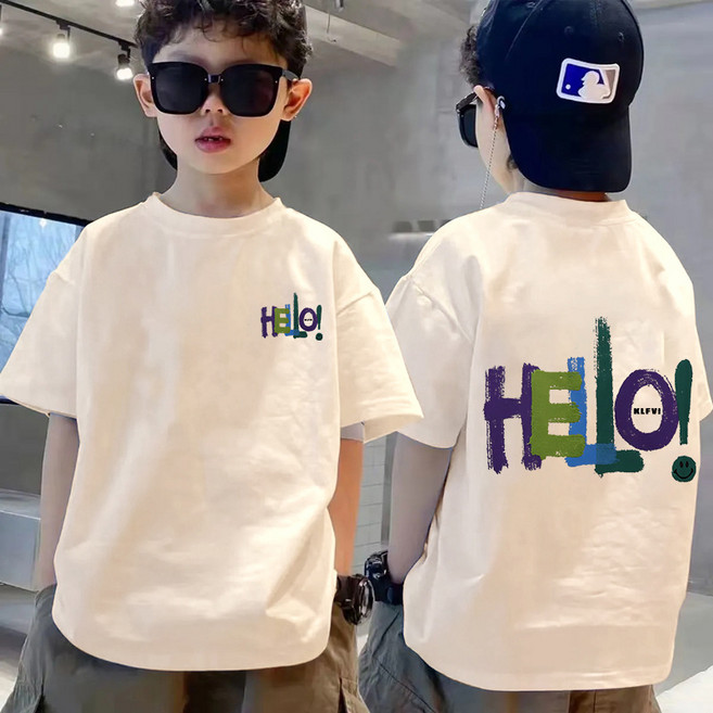 소소키즈 남아 헬로우 면 반팔 티셔츠 아동 키즈 주니어 여름 상의