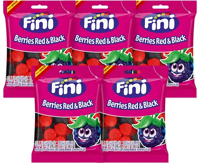 Fini 라즈베리앤블랙베리 젤리, 85g, 5개 - 쿠팡