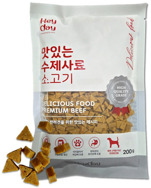 헤이데이 가수분해 맛있는 수제 소프트 사료 샘플 체험팩, 1개, 200g, 소고기